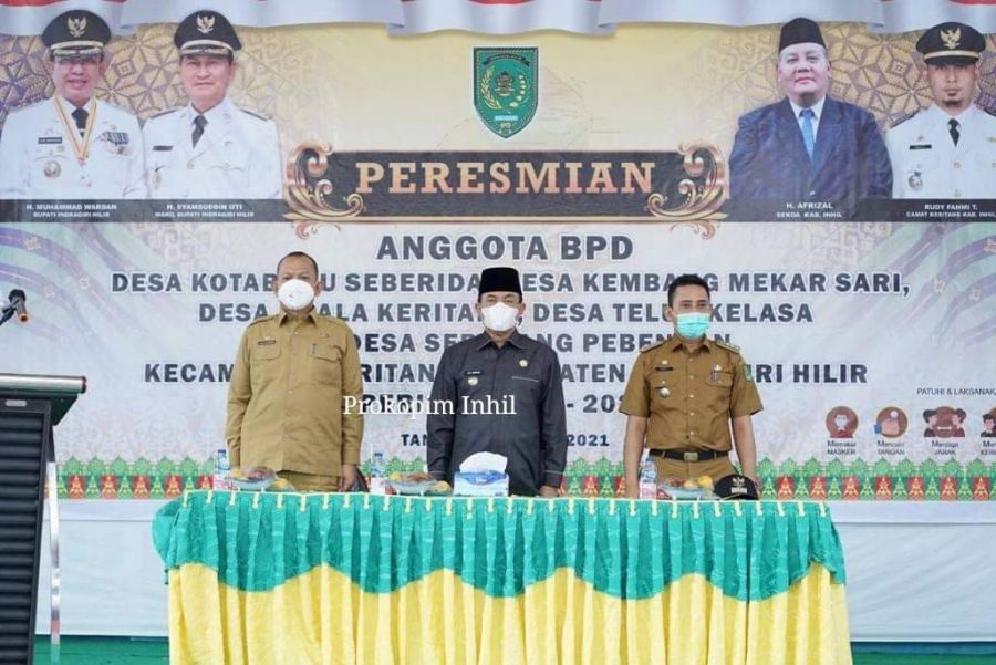 Bupati HM Wardan Lantik BPD 5 Desa di Kecamatan Keritang